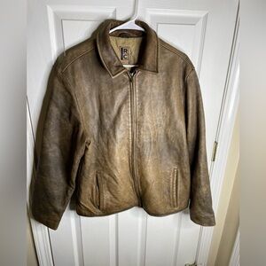 Vtg RC Comstock Expedition Men's Brown Leather Jacket Sz L -Beautiful Patina